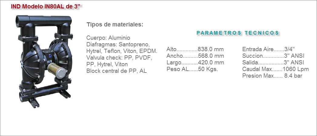 Bomba de diafragma IND Modelo IN80AL de 3