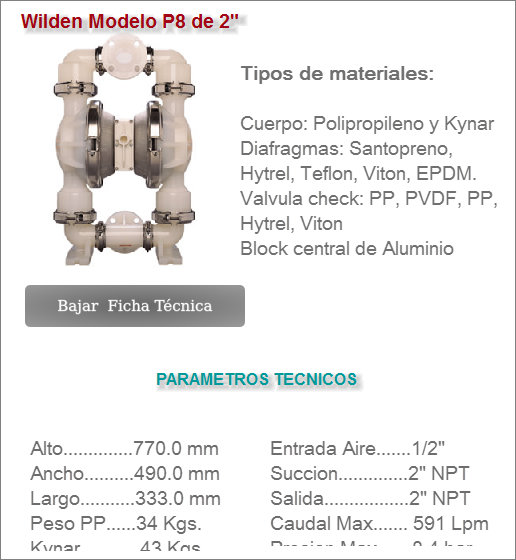 Bomba de diafragma Wilden Modelo P8 de 2