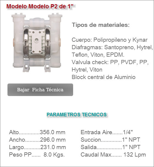 Bomba de diafragma Wilden Modelo P2 de 1