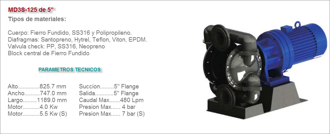 Bomba de Diafragma Electrica modelo MD3S-125 de 5