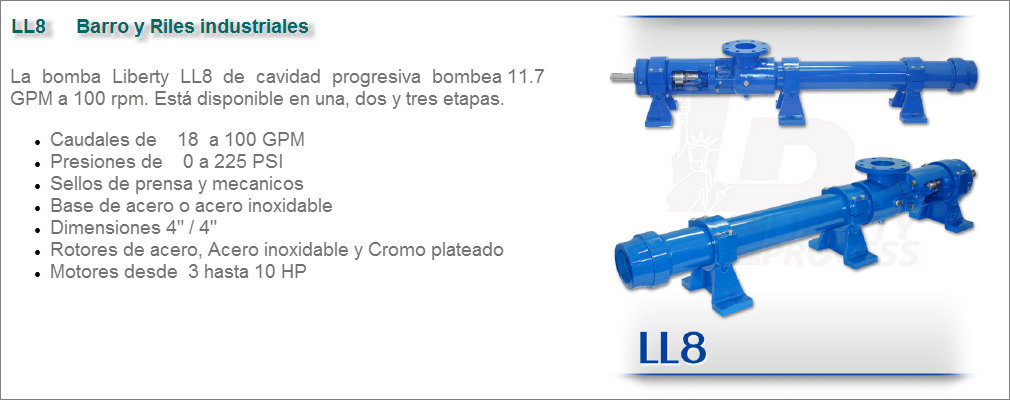 Bomba de cavidad progresiva Liberty Modelo LL8