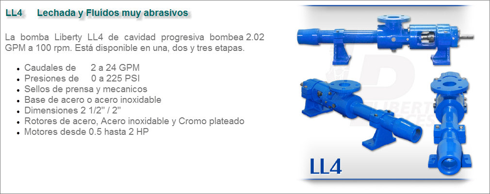 Bomba de cavidad progresiva Liberty Modelo LL4