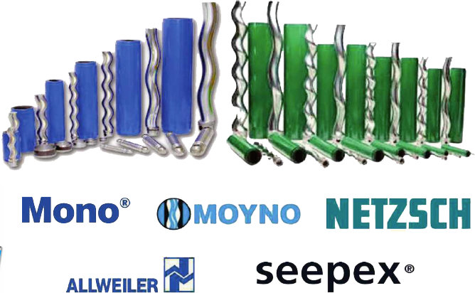 repuestos para bombas de tornillo Mono, Moyno, Netzsch, Allweiler y Seepex