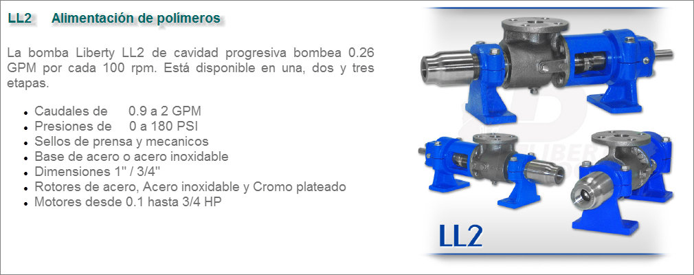 Bomba de cavidad progresiva Liberty Modelo LL2
